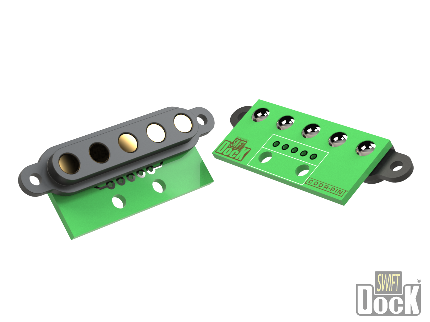 Swift-Dock (7mm pitch) - 5 pin, interface array with PCB