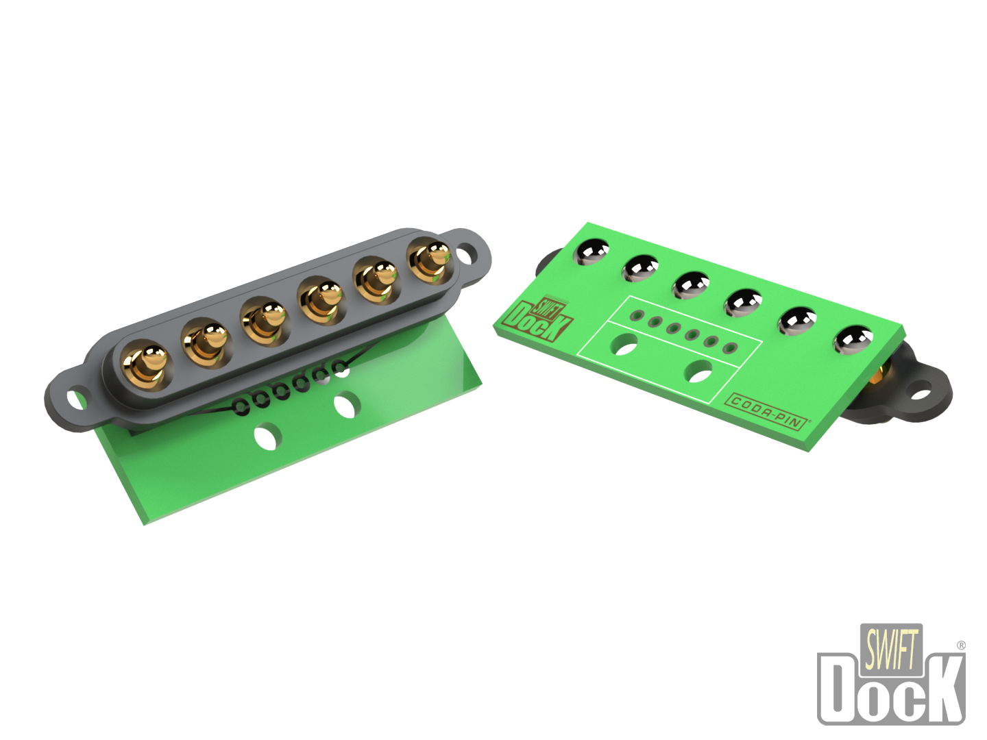 Swift-Dock (7mm pitch) - 6 pin, interface array with PCB