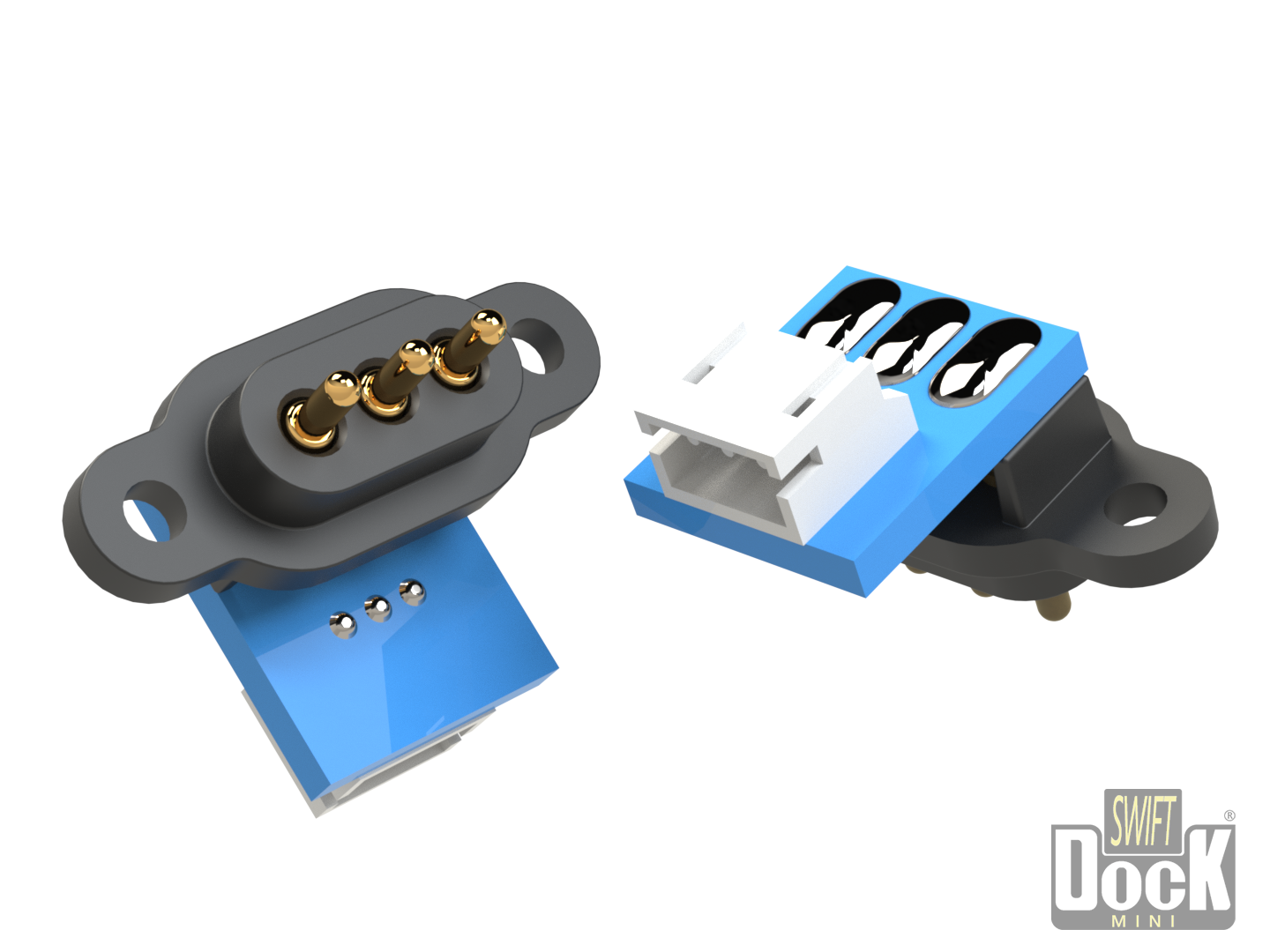 Swift-Dock-mini (3mm pitch) - 3 pin, interface array with PCB and connector