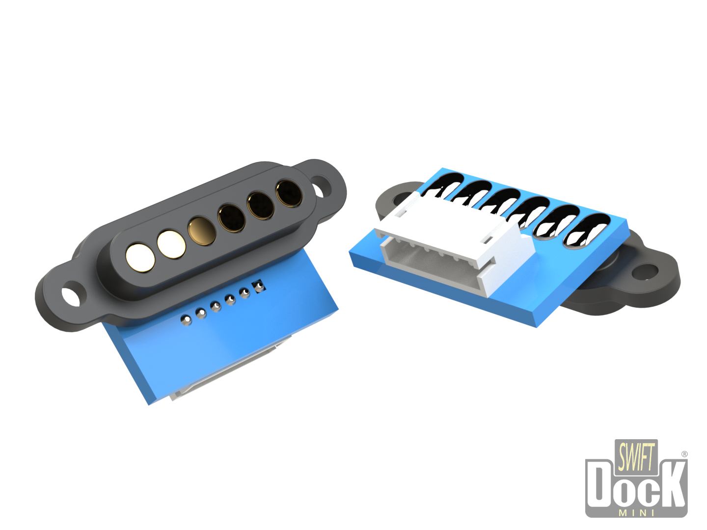 Swift-Dock-mini (3mm pitch) - 6 pin, interface array with PCB and connector