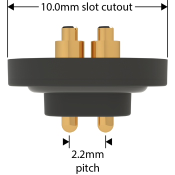 Dimensional drawing of SDi-MICRO-2-SC, an electrical connector for wearable devices.